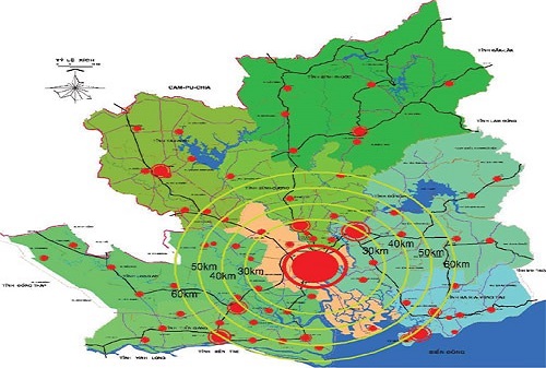 QUY HOẠCH VÙNG TPHCM VỚI 4 TIỂU VÙNG BAO TRÙM 8 TỈNH THÀNH 